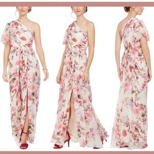 Gorgeous one-shoulder dress with floral print